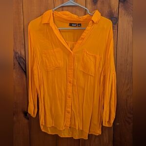a.n.a Women's Vibrant Orange Button-Down Shirt